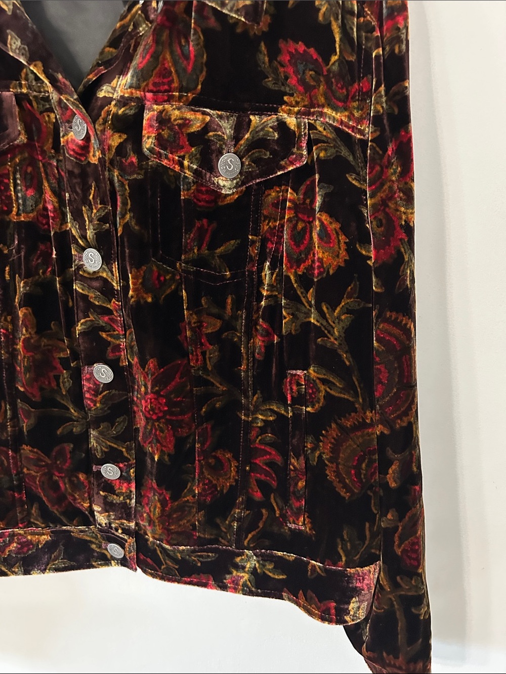 Sundance Jacket Wren Silk Blend Velvet Dark Floral Whimsigoth Fairy Medium - Picture 4 of 15